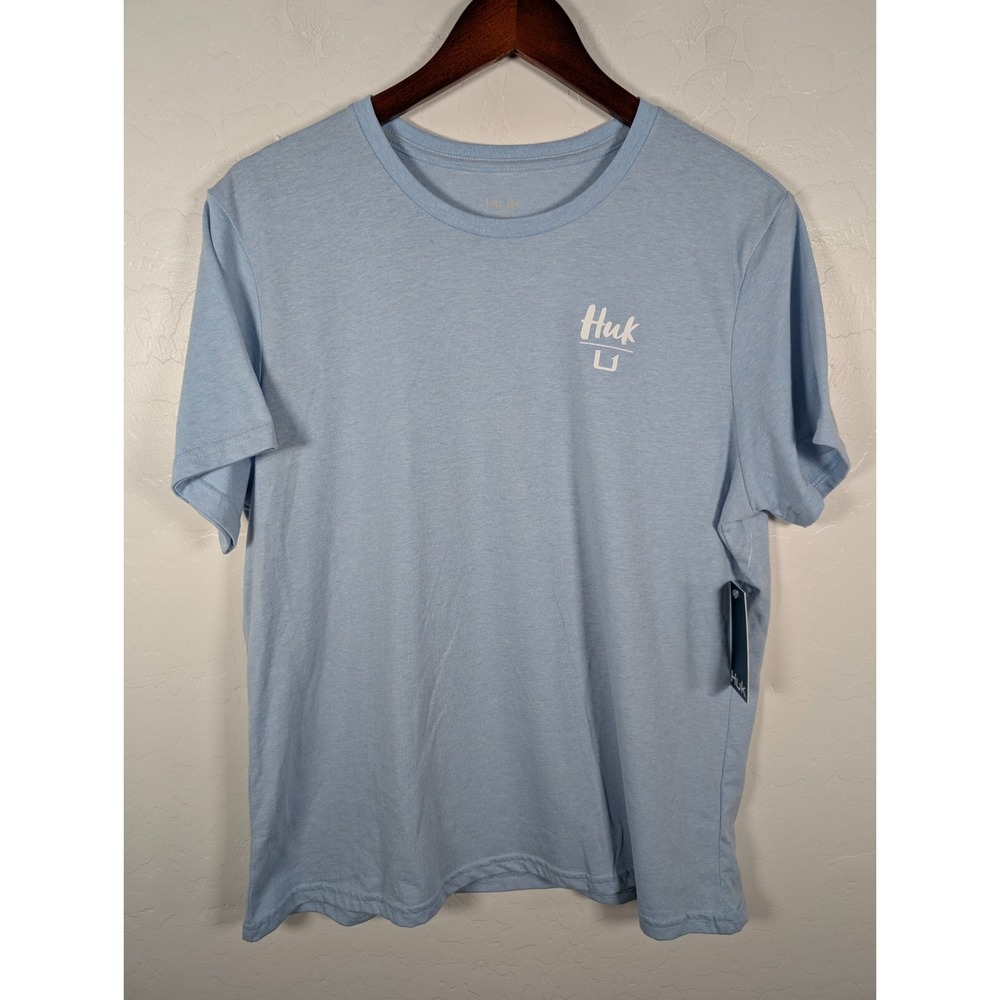 Huk T Shirt Womens Size XL Top Blue Jelly Fish Shirt Short Sleeve Crew Neck Logo